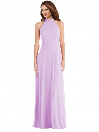 Cheap High Neck Halter Backless Maxi Bridesmaid Dress UK