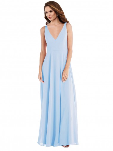 Cheap Deep V-Neck Chiffon Maxi Bridesmaid Dress UK
