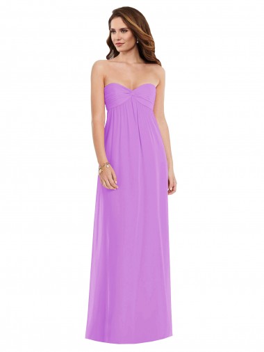 Cheap Empire Waist Twist Shirred Strapless Bridesmaid Dress UK