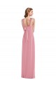 Cheap Draped Chiffon Grecian Column Bridesmaid Dress with Front Slit UK