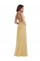 Cheap Stand Collar Halter Maxi Bridesmaid Dress with Criss Cross Open Back UK