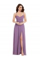 Cheap Wrap Bodice Maxi Bridesmaid Dress with Front Slit UK