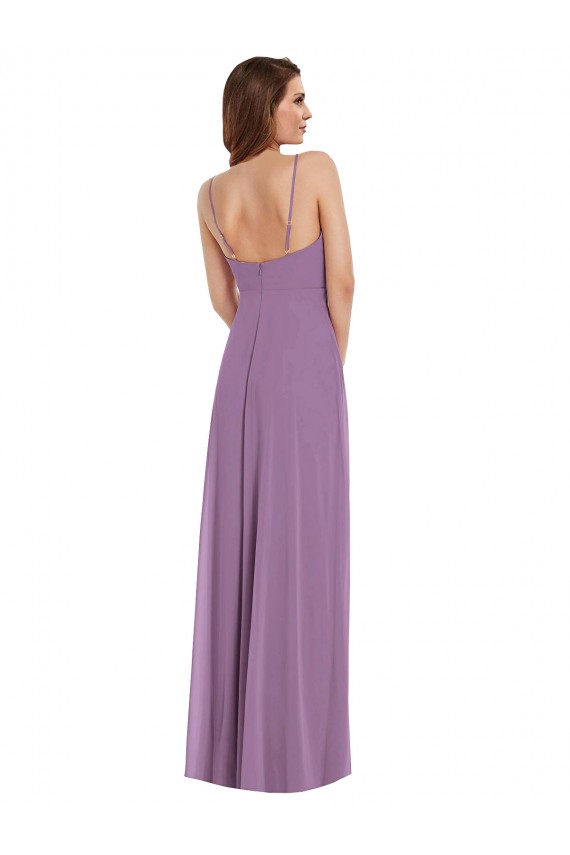 Cheap Wrap Bodice Maxi Bridesmaid Dress with Front Slit UK