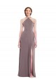 Cheap Diamond Halter Maxi Formal Bridesmaid Dress with Front Slit UK