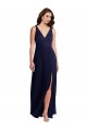 Cheap Deep V-Neck Chiffon Maxi Bridesmaid Dress with Front Slit UK