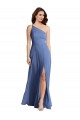 Cheap One Shoulder Full Length Maxi Formal Bridesmaid Dress with Flirty Slit UK