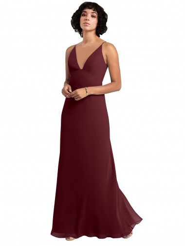 Cheap Notched Neckline Empire Waist Chiffon Slip Bridesmaid Dress UK