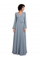 Cheap Wrap Style Long Sleeves Chiffon Bridesmaid Dress with Pleated Bodice UK