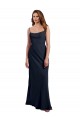 Cheap Scoop Neck Long Chiffon Open Back Bridesmaid Dress with Spaghetti Straps UK