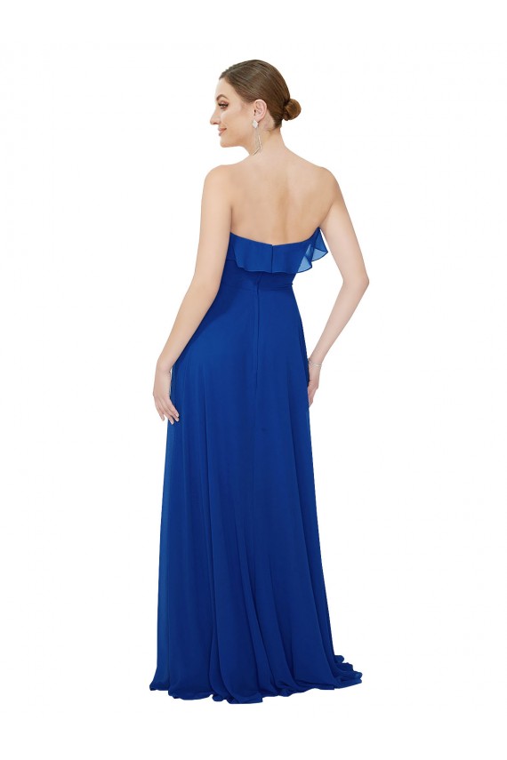 Cheap Ruffled Chiffon Strapless Bridesmaid Dress UK