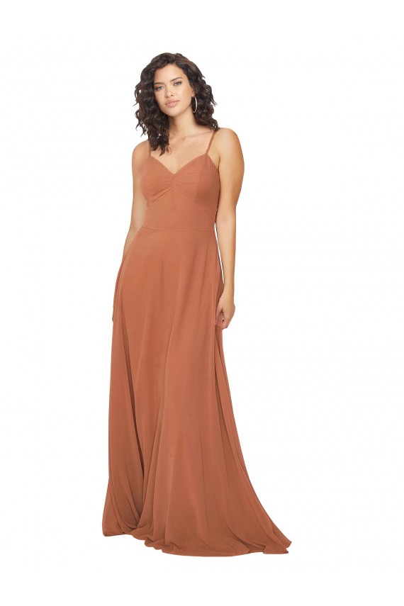 Cheap Chiffon Bridesmaid Dress with Tie Back Keyhole UK