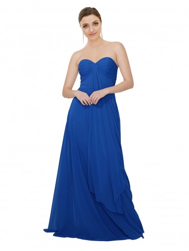 Cheap Strapless Sweetheart Draped Chiffon Bridesmaid Dress UK