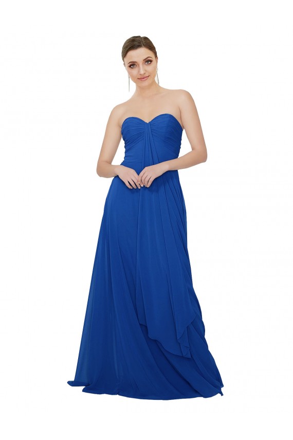 Cheap Strapless Sweetheart Draped Chiffon Bridesmaid Dress UK