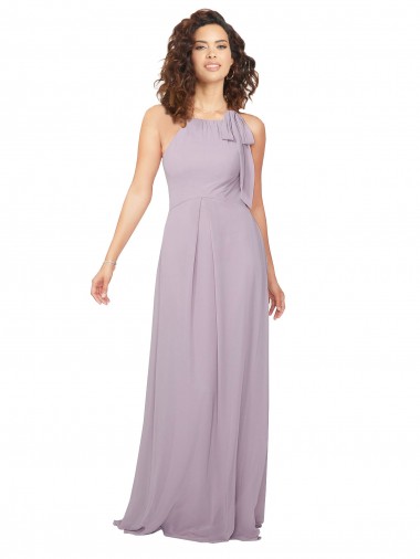 Cheap Halter Neck Bridesmaid Dress with Bow UK