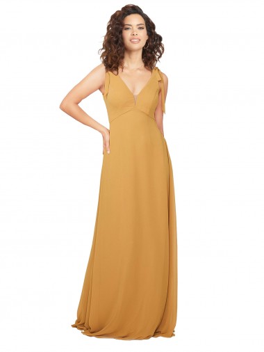 Cheap Boho Chiffon Bridesmaid Dress with Tied Straps UK