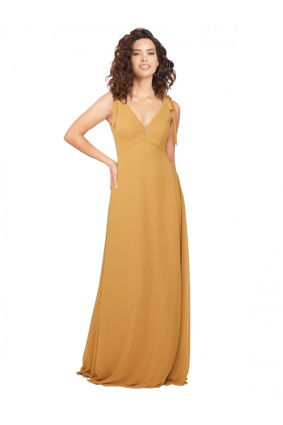 Cheap Boho Chiffon Bridesmaid Dress with Tied Straps UK