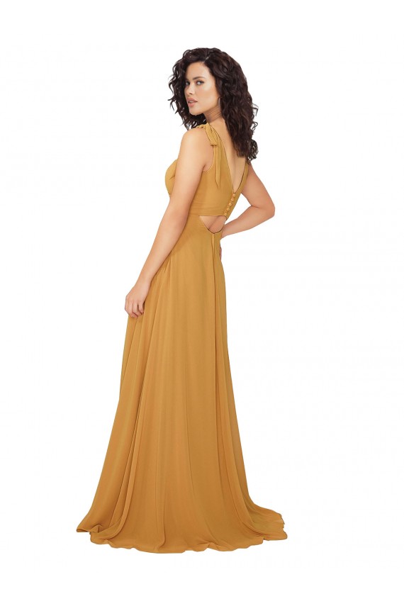 Cheap Boho Chiffon Bridesmaid Dress with Tied Straps UK