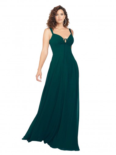 Cheap Tied Bodice Sweetheart V-Neck Chiffon Bridesmaid Dress UK