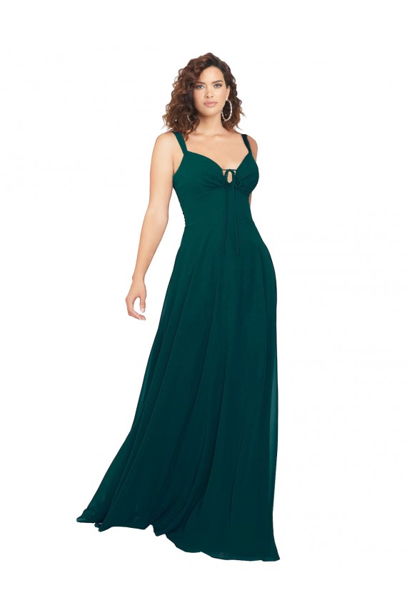 Cheap Tied Bodice Sweetheart V-Neck Chiffon Bridesmaid Dress UK