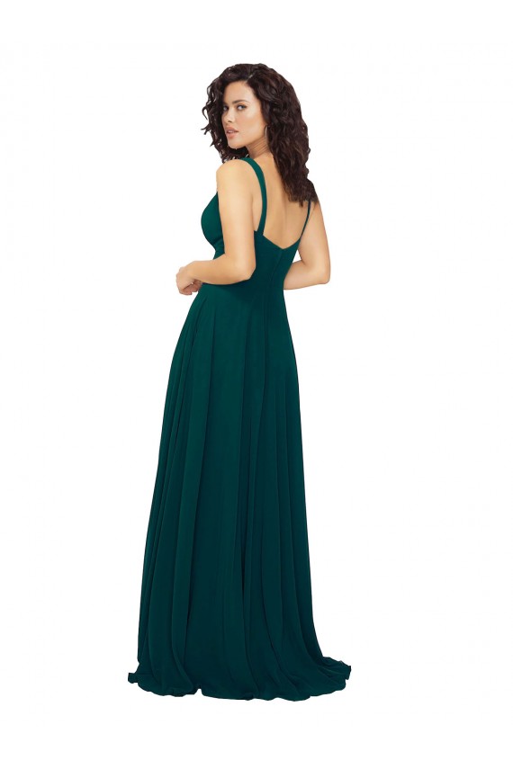Cheap Tied Bodice Sweetheart V-Neck Chiffon Bridesmaid Dress UK