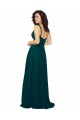 Cheap Tied Bodice Sweetheart V-Neck Chiffon Bridesmaid Dress UK