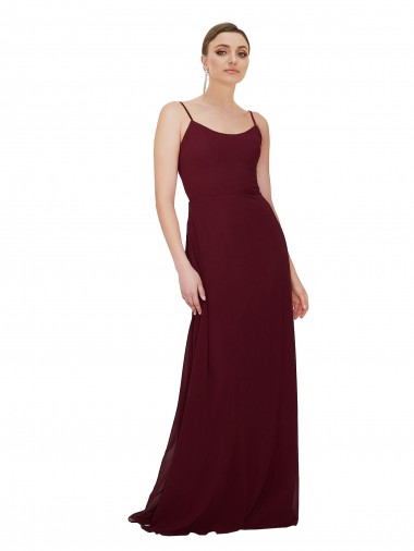Cheap Scoop Neck Tied Keyhole Back Chiffon Bridesmaid Dress UK