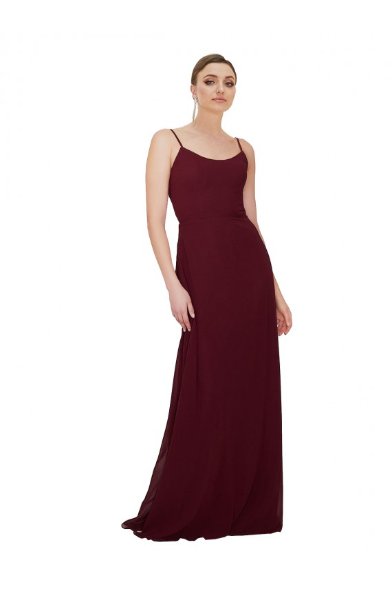 Cheap Scoop Neck Tied Keyhole Back Chiffon Bridesmaid Dress UK