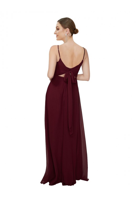 Cheap Scoop Neck Tied Keyhole Back Chiffon Bridesmaid Dress UK