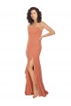 Cheap Chiffon Square Neck Bridesmaid Dress with Ruffled Skirt Slit UK