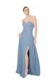 Cheap Draped Sweetheart Chiffon Bridesmaid Dress with Front Slit UK