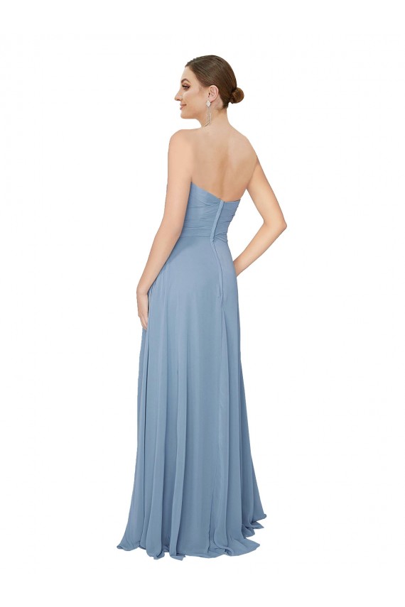 Cheap Draped Sweetheart Chiffon Bridesmaid Dress with Front Slit UK