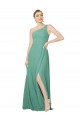 Cheap One Shoulder Asymmetric Chiffon Bridesmaid Dress with Pockets UK