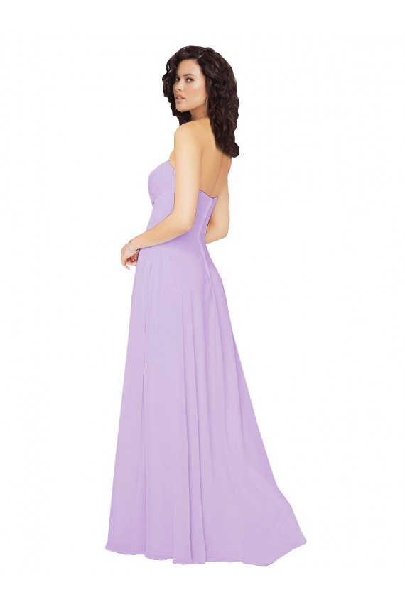 Cheap Draped Sweetheart Long Chiffon Bridesmaid Dress with Front Slit UK