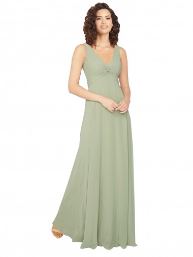 Cheap Knotted Bodice Chiffon Bridesmaid Dress UK