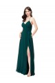 Cheap Chiffon Bridesmaid Dress with Draped Surplice Bodice & Pockets UK