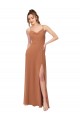 Cheap Cowl Neck Chiffon Bridesmaid Dress with Front Slit UK