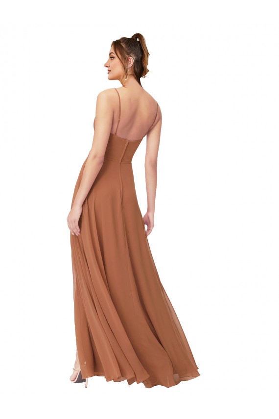 Cheap Cowl Neck Chiffon Bridesmaid Dress with Front Slit UK