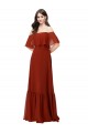 Cheap Off the Shoulder Ruffle Chiffon Bridesmaid Dress UK