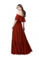 Cheap Off the Shoulder Ruffle Chiffon Bridesmaid Dress UK
