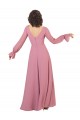 Cheap Long Sleeve Chiffon Bridesmaid Dress with Bow Detail UK
