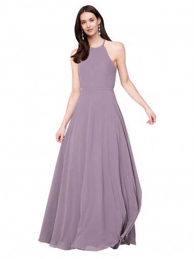 Cheap Floor Length Long Chiffon Bridesmaid Dress with Double Bow Feature UK