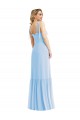 Cheap Tie Shoulder Bustier Bodice Ruffle Hem Maxi Bridesmaid Dress UK