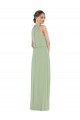 Cheap High Neck Scarf Tie Blouson Bodice Maxi Bridesmaid Dress with Front Slit UK