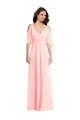 Cheap Cold Shoulder Draped Wrap Maxi Bridesmaid Dress UK