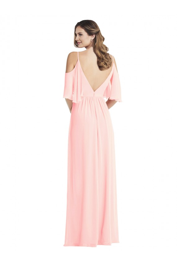Cheap Cold Shoulder Draped Wrap Maxi Bridesmaid Dress UK