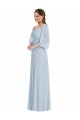 Cheap Off the Shoulder Puff Sleeve Maxi Formal Bridesmaid Dress with Front Slit UK