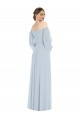 Cheap Off the Shoulder Puff Sleeve Maxi Formal Bridesmaid Dress with Front Slit UK