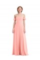 Cheap Off the Shoulder Ruffle Cuff Sleeve Chiffon Maxi Bridesmaid Dress UK
