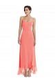 Cheap Scoop Neck Ruffle Trimmed High Low Maxi Bridesmaid Dress UK
