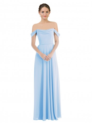 Cheap Off the Shoulder Draped Neckline Maxi Formal Bridesmaid Dress UK